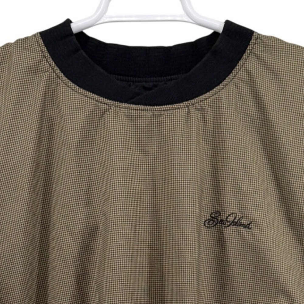 Sea Island Mens Reversible Windbreaker Pullover Houndstooth Black Large USA Made